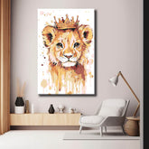 Painting by Numbers Art Animal Little Lion with Crown on His Head